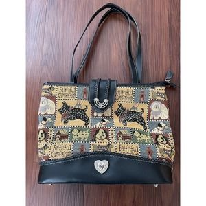 Behringer Dog Animal Print Tapestry Tote Purse Bag - Yorkie, Dalmatian, Poms